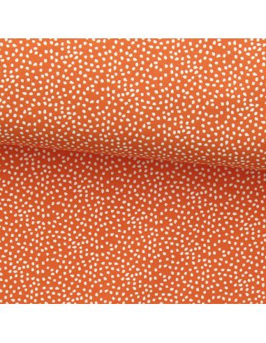 Tissu popeline de coton - Tassi orange et blanc