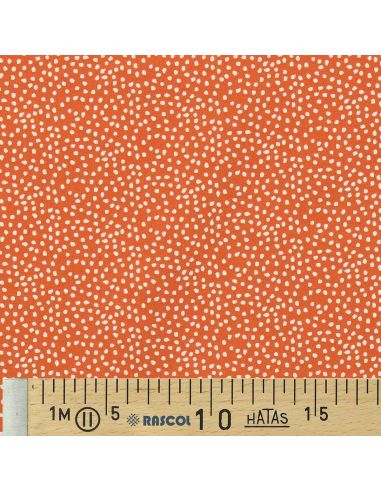 Tissu popeline de coton - Tassi orange et blanc
