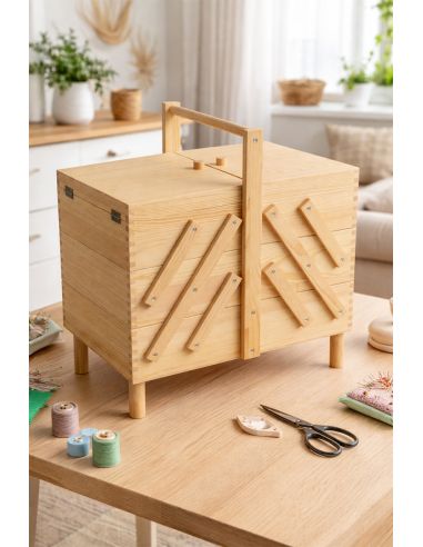 Travailleuse couture en bois avec pieds amovibles Clair