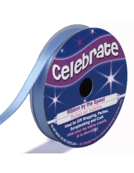 Cinta de satén Celebrate azul - 6 mm x 6 metros