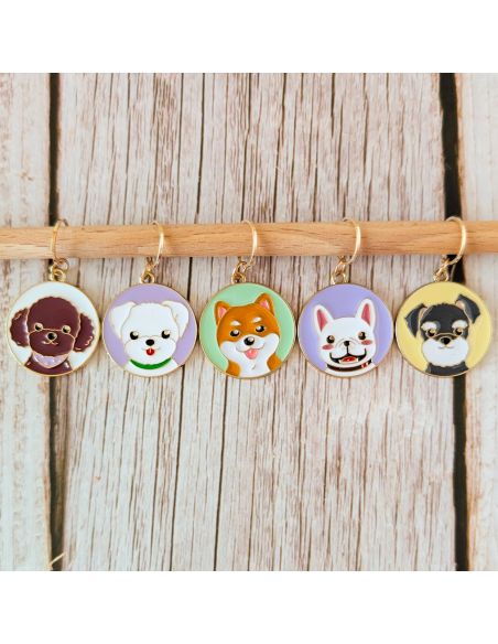 Lot de 5 anneaux marqueurs de maille - Petits chiens
