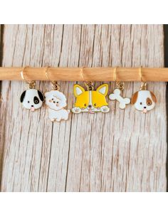 Lot de 5 anneaux marqueurs de maille - Petits chiens 2