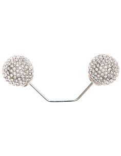 Alfiler de tornillo de 2 cabezas rama plata 65 mm - Strass