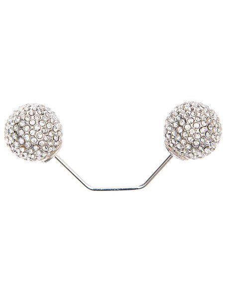 Alfiler de tornillo de 2 cabezas rama plata 65 mm - Strass