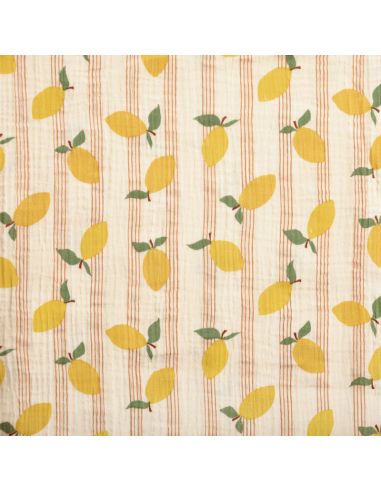 Tissu double gaze imprimé - Lime