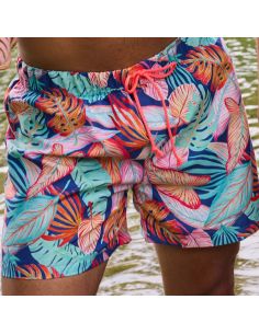 Tissu short de bain - Feuilles tropicales 2