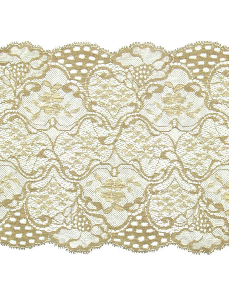 Encaje elástico de gran anchura - Beige