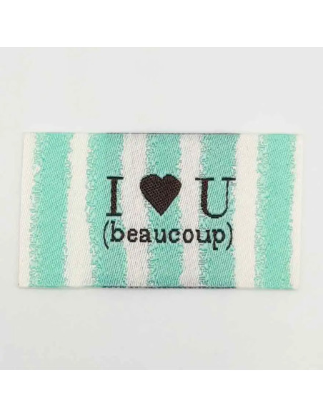Lot de 5 étiquettes tissées à coudre I Love You