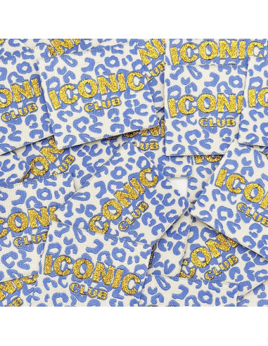 Lot de 5 étiquettes tissées à coudre Iconic Club - Blanc et bleu