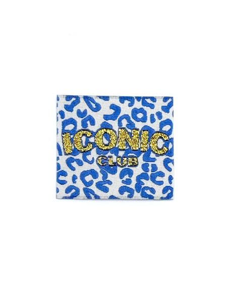 Lot de 5 étiquettes tissées à coudre Iconic Club - Blanc et bleu