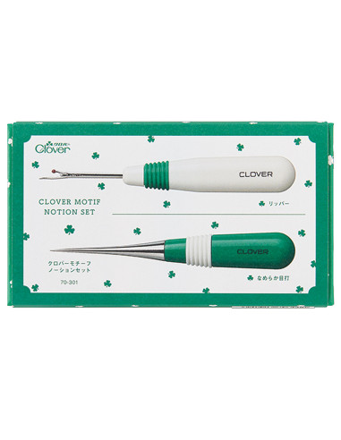 Coffret d´outils de couture Clover - Poinçon et découseur motif trèfle
