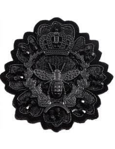 Blason à coudre abeille - Perles noires