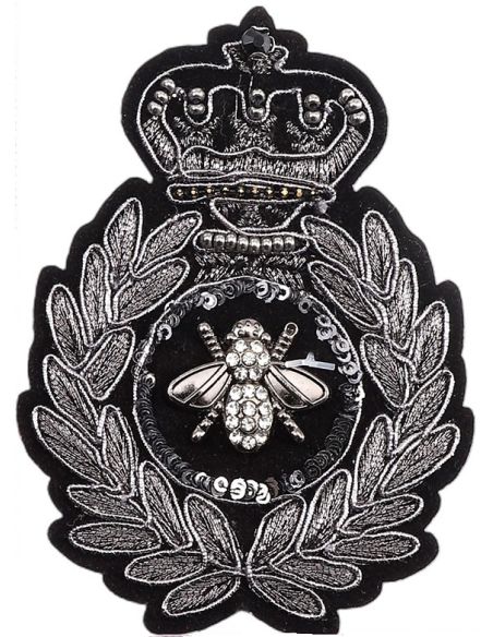 Blason à coudre abeille - Strass argentés