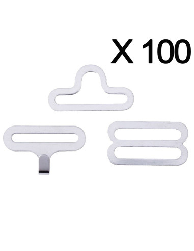 Juego de 100 clips de corbata de moño - Plata