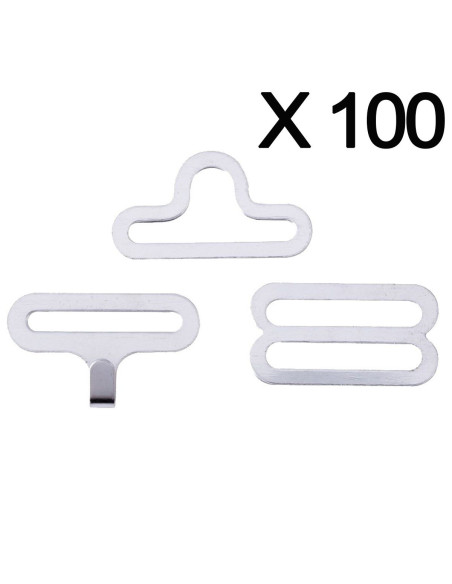 Juego de 100 clips de corbata de moño - Plata