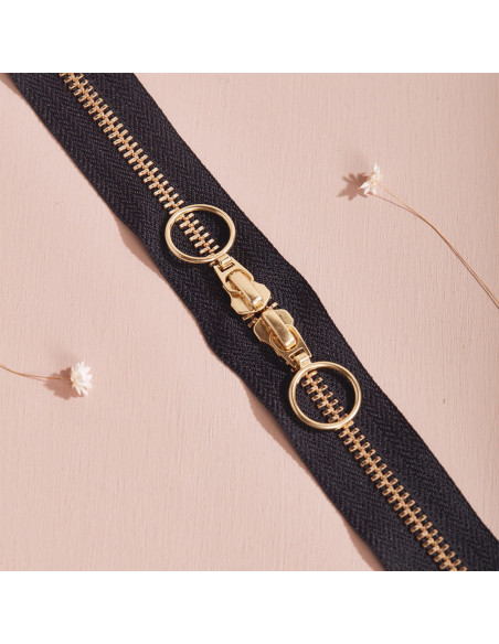 Fermeture double curseur Gold et Night 40 cm - Atelier Brunette