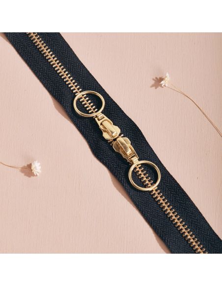 Cierre de doble cursor Gold y Night 40 cm - Atelier Brunette