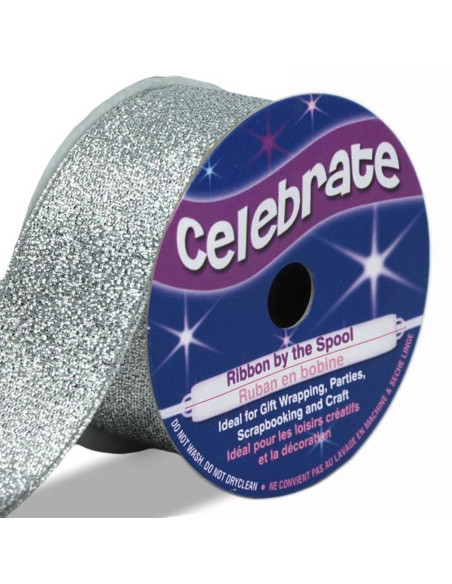 Cinta metalizada Celebrate plata - 26 mm x 4 metros