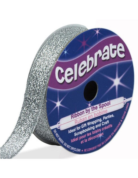 Cinta metalizada Celebrate plata - 13 mm x 5 metros