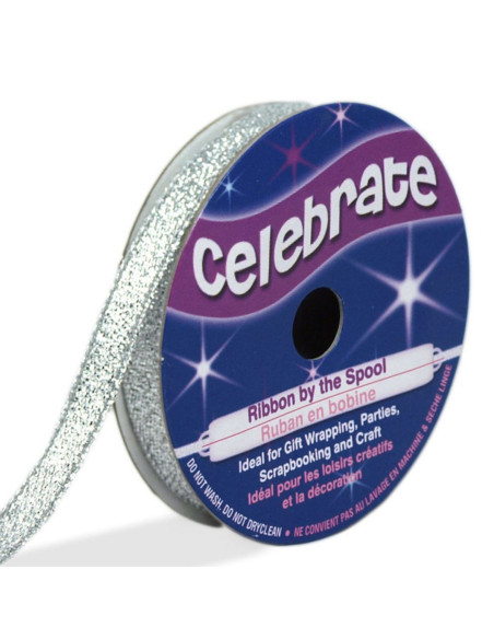 Cinta metalizada Celebrate plata - 7 mm x 6 metros