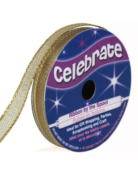 Cinta metalizada Celebrate ribete dorado - 7 mm x 6 metros