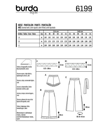 Patrón de pantalón - Burda 6199