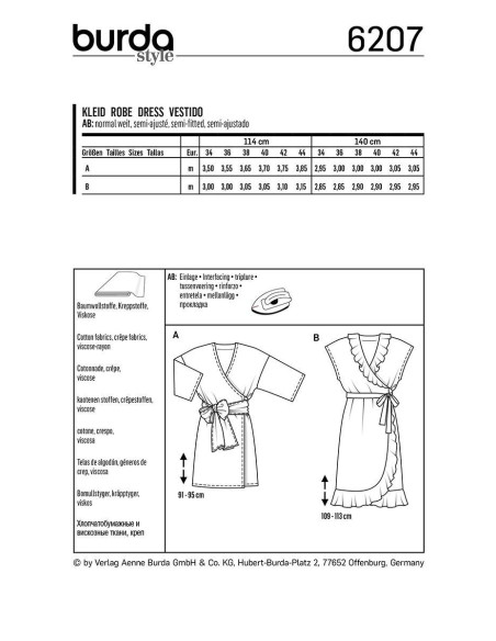Patrón de vestido - Burda 6207