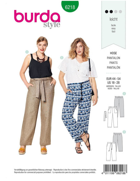 Patrón de pantalón - Burda 6218