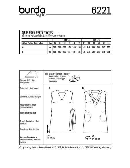 Patrón de vestido - Burda 6221