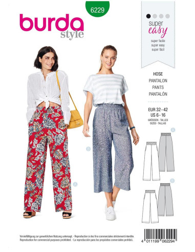 Patrón de pantalón - Burda 6229