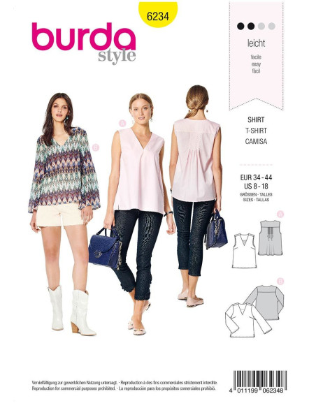 Patrón de blusa - Burda 6234