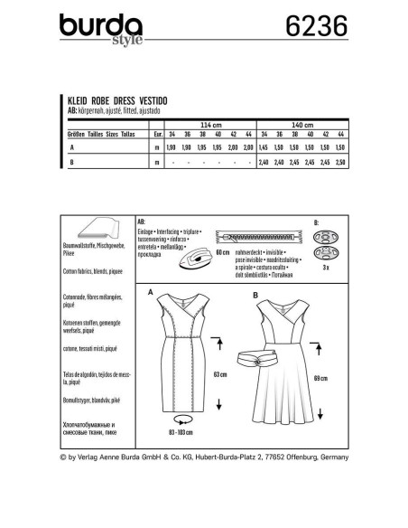 Patrón de vestido - Burda 6236