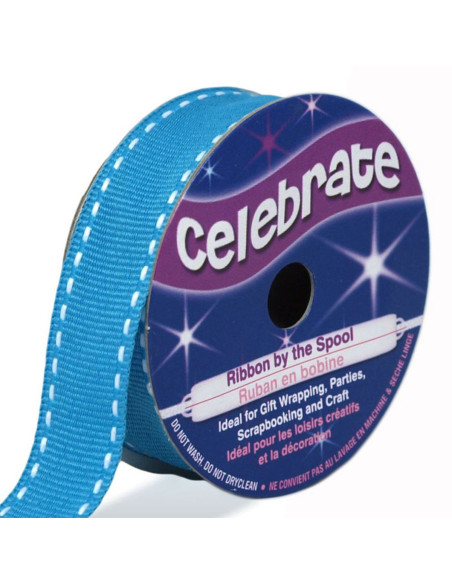 Cinta grosgrain Celebrate azul turquesa con puntos - 15 mm x 4 m