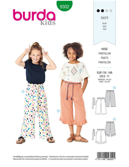 Patrón de pantalón - Burda 9302