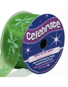 Cinta de organza Celebrate libélula verde - 25 mm x 3 m