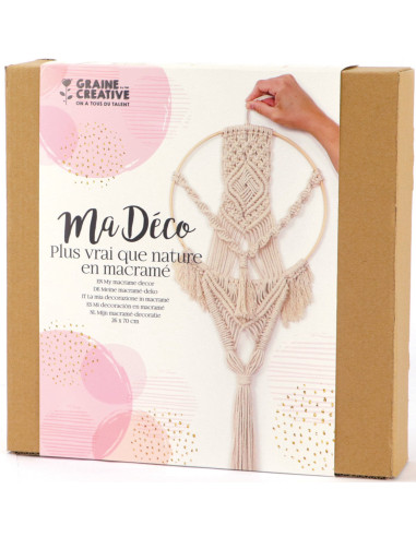Kit de macramé colgante con aro de bambú