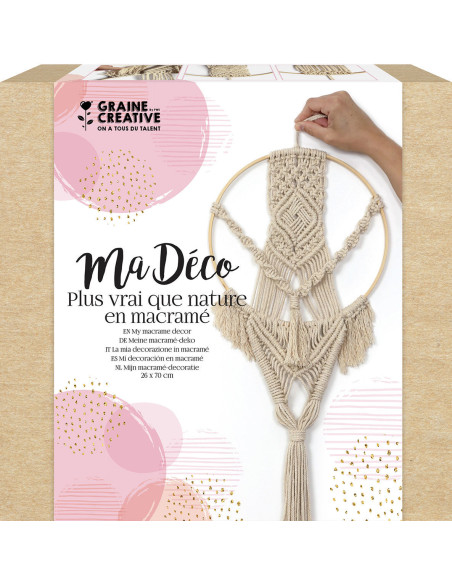 Kit de macramé colgante con aro de bambú