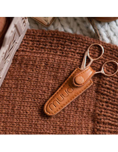 Funda de protección de cuero para tijeras de bordar Muud Espoo - Whisky
