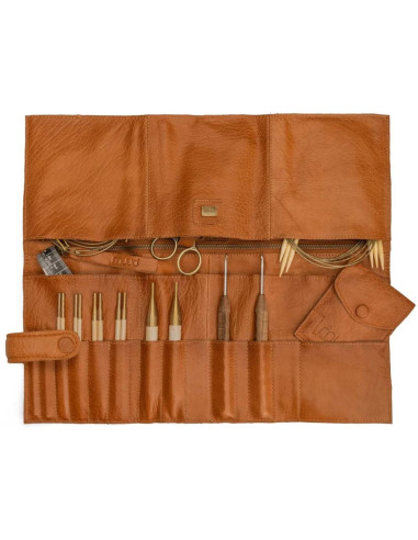 Estuche de almacenamiento de cuero para agujas circulares Muud Stockholm - Whisky