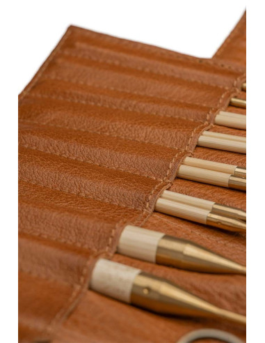 Estuche de almacenamiento de cuero para agujas circulares Muud Stockholm - Whisky