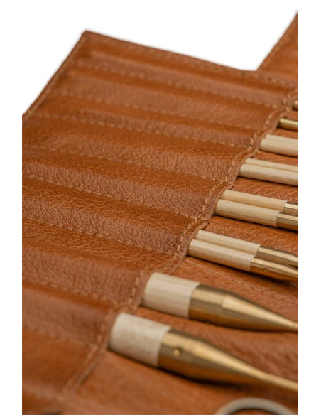 Estuche de almacenamiento de cuero para agujas circulares Muud Stockholm - Whisky