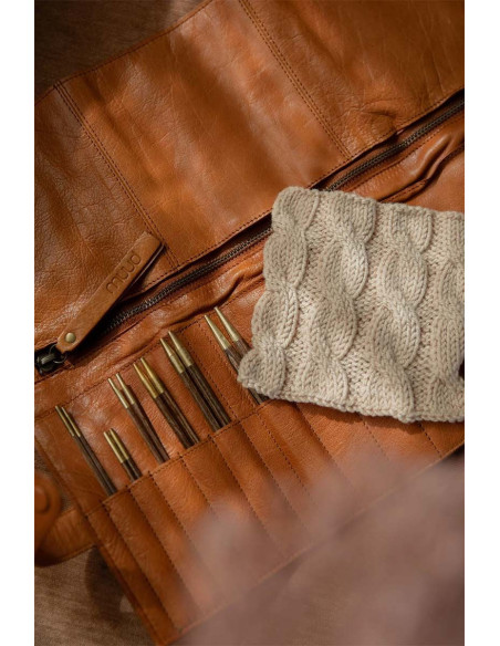 Estuche de almacenamiento de cuero para agujas circulares Muud Stockholm - Whisky