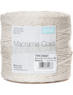 Cordón de algodón macramé 3 mm natural