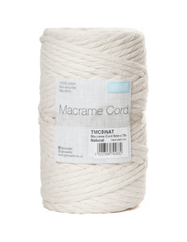 Cordón de algodón macramé 5 mm natural