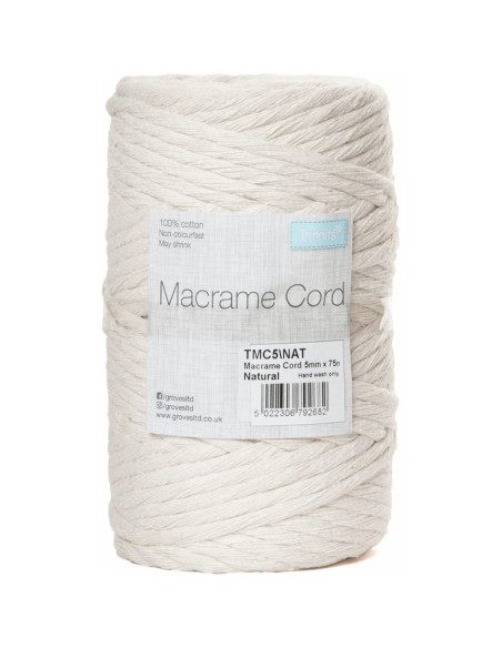 Cordón de algodón macramé 5 mm natural