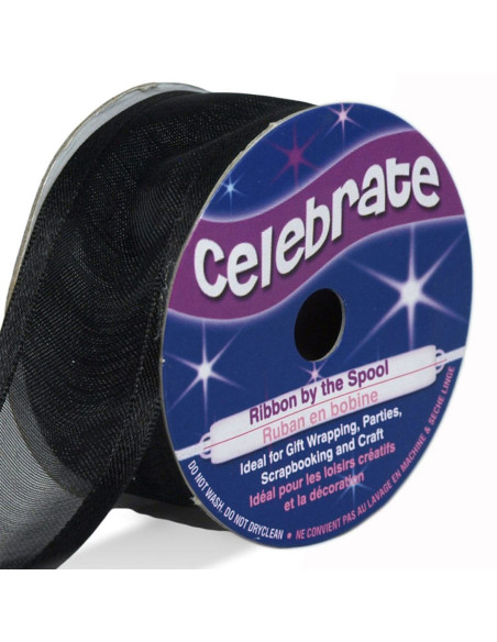 Cinta de organza Celebrate negra - 25 mm x 4 m