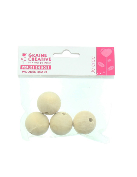 Cuentas de madera natural para macramé de 30 mm