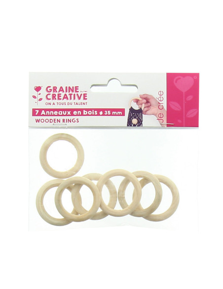 Anillos de madera natural para macramé de 35 mm