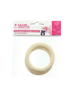 Anillos de madera natural para macramé de 75 mm