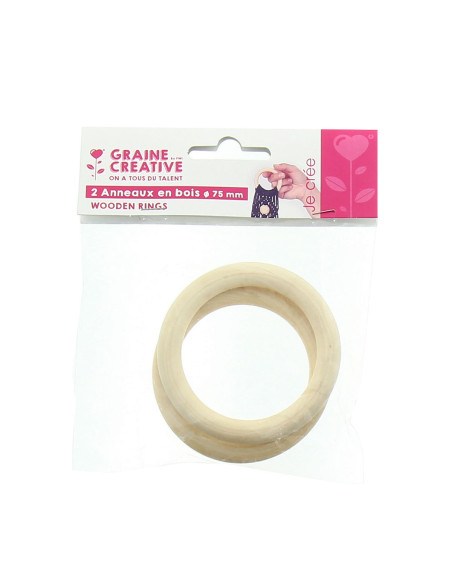 Anillos de madera natural para macramé de 75 mm